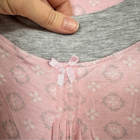 Rene Rafe Pink Floral Short Sleeve Pajama Shirt Top Womens 2X PJ Blouse Casual - Picture 6 of 8